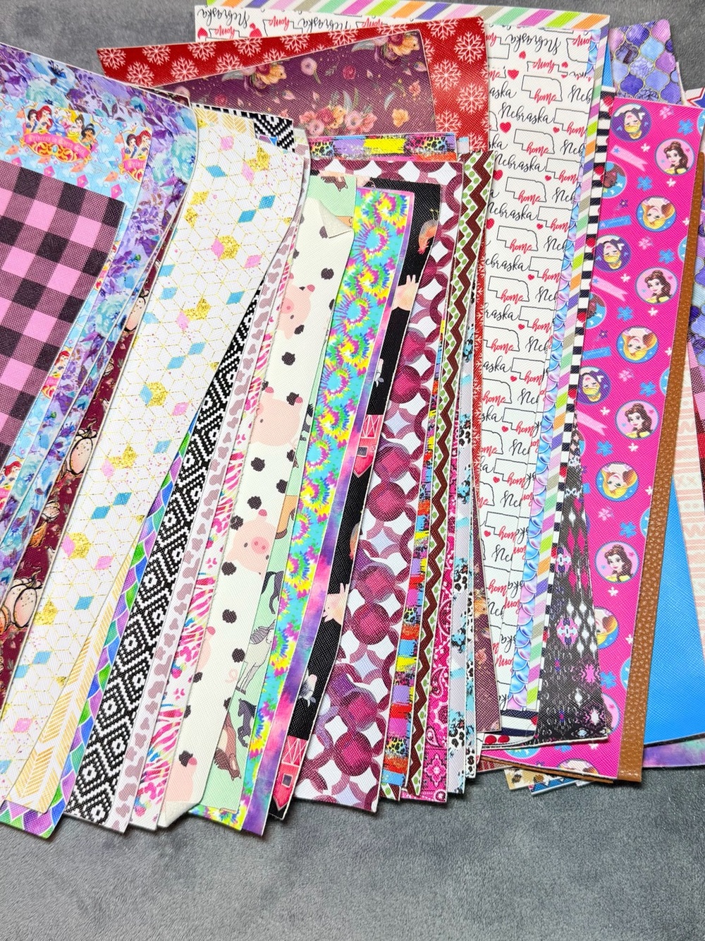 50 sheets of faux leather Assorted Patterned fabric Sheets - Colorful Mix